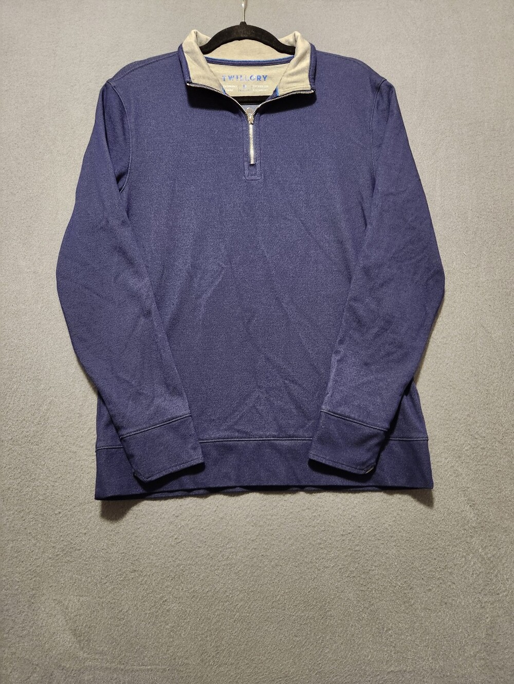 Twillory Sweater Men Size Medium Blue Quarter Zip Performance Tailored Fit